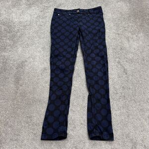 Veronika Maine Slim Fit Mid Rise Skinny Jeans Women 6 Blue Black Polka Dot 28x27